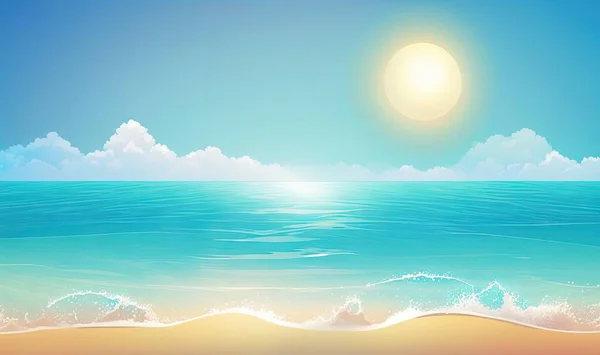 a beach scene with the sun shining over the water and clouds in the sky.