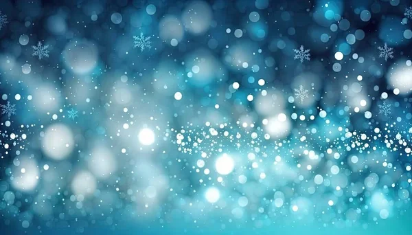 a blurry blue background with snow flakes and snow flakes on it\'s sides and a blurry blue background with snow flakes on the top.