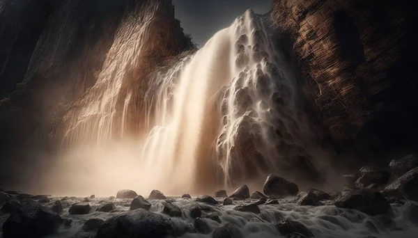 a large waterfall with a large amount of water coming out of it.