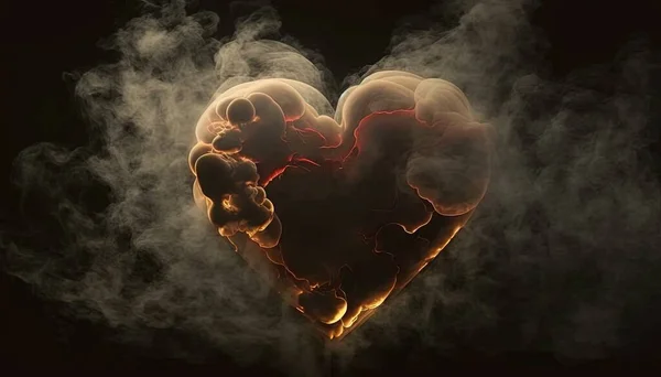 a heart shaped cloud of smoke on a black background photo.