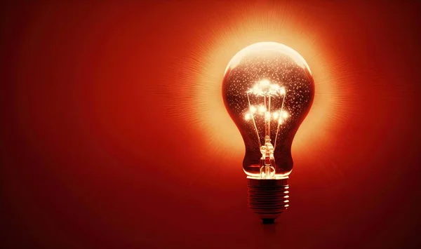 a light bulb with a red background and a red background.