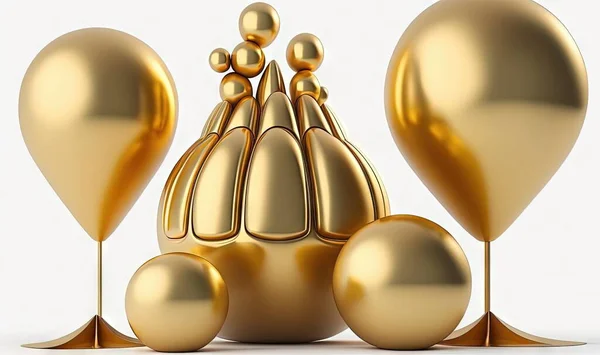 a group of gold balloons sitting on top of each other.
