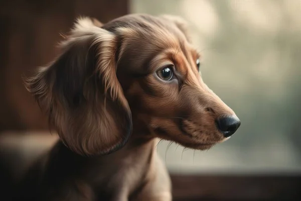 a dog with a sad look on its face looking off into the distance.