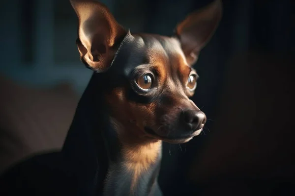 a small brown dog with big eyes looking at the camera.