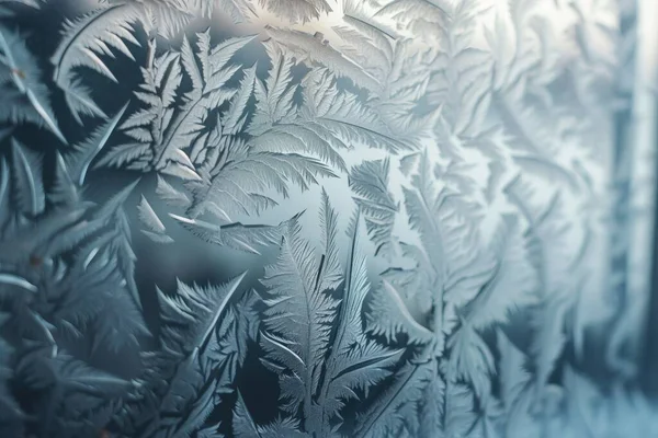 a close up of a frosted window with leaves on it.