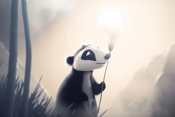 Desenho De Esboço Urso Panda Com Um Doce Na Boca Vetor PNG