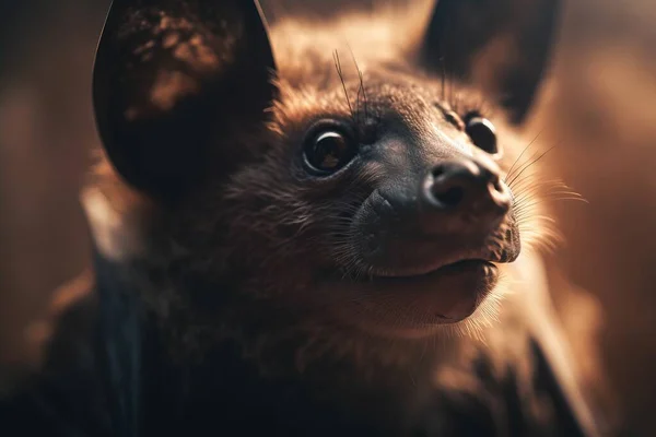 a close up of a small bat with a big smile.