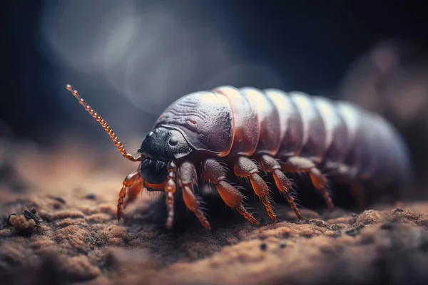 a close up of a bed bug on a bed of dirt.