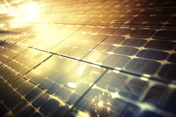 a close up of a solar panel with the sun shining through it and reflecting on the surface of the panels and the light coming from the top of the panels.
