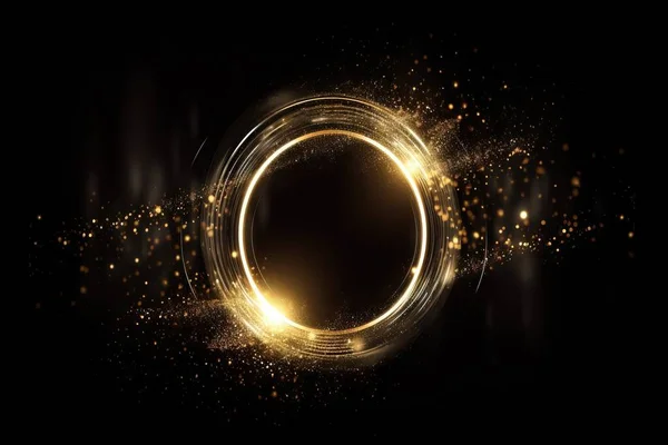 a gold circle with a sparkle on a black background with a black background and a gold circle with a sparkle on a black background with a black background.