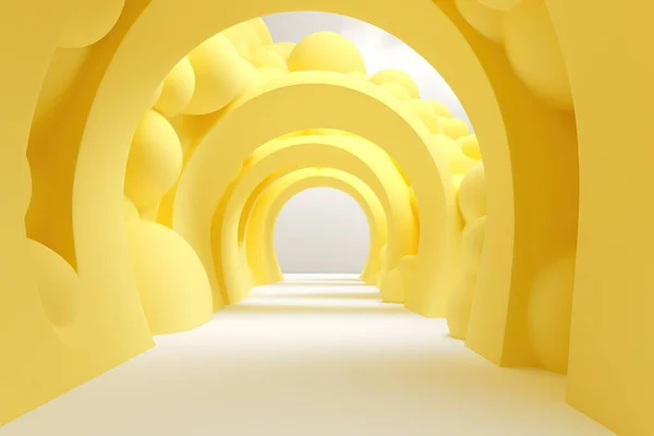 a yellow tunnel with a white floor and a white floor with a white floor and a yellow tunnel with a white floor and a white floor with a white floor and yellow tunnel.
