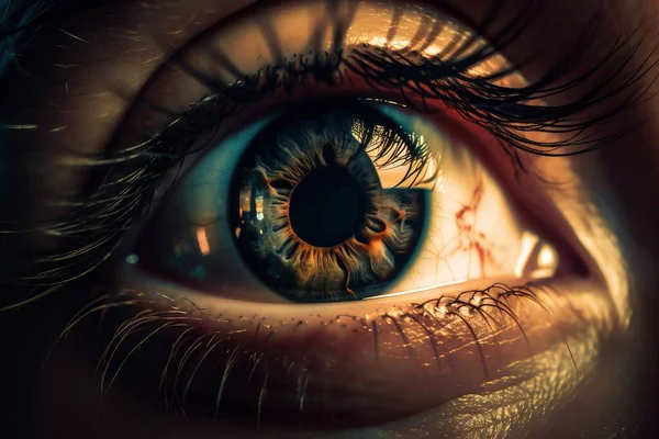 a close up of a person\'s eye with the reflection of the eyeball in the eye of the person\'s eye,.