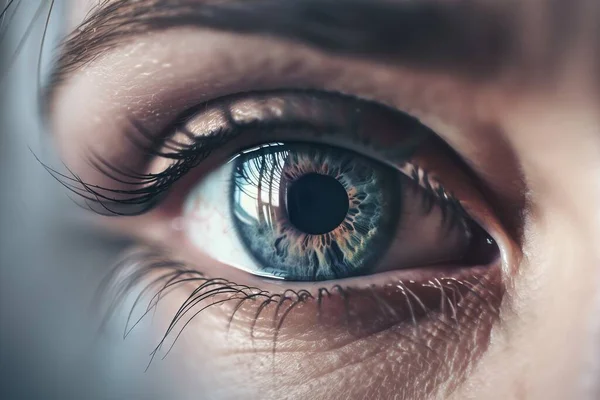 a close up of a person\'s eye with a blurry image of the iris of the eye and the iris of the eye.