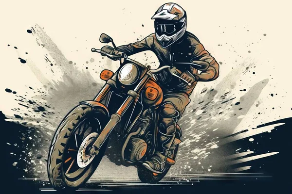 a person riding a motorcycle on a dirt track with a splash of paint behind them and a white background behind them, with a splash of water and a white background.