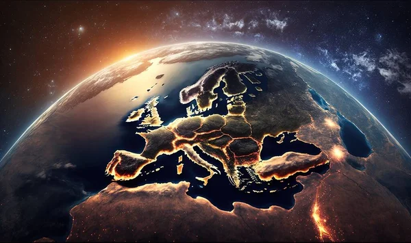 a picture of the earth from space showing europe and the middle east.
