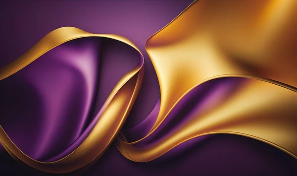 a purple and gold background with a curved gold ribbon on top of the purple background and a gold ribbon on the bottom of the image.