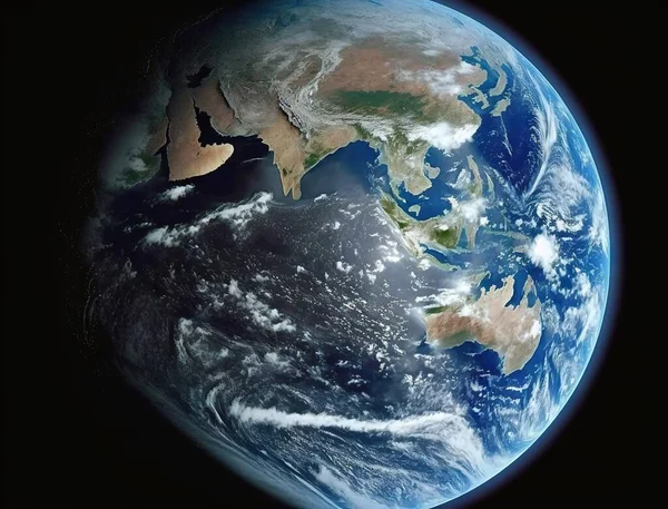 a view of the earth from space showing africa and the middle east.