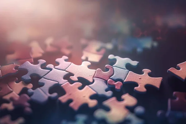 a close up of a puzzle piece with a blurry background.