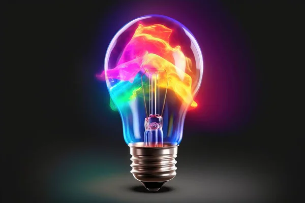 a colorful light bulb with a black background and a black background.