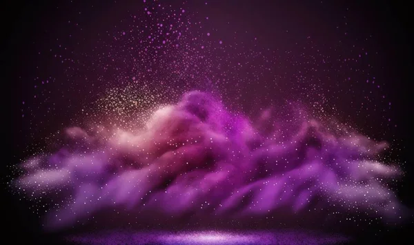 a purple cloud floating in the air on a black background.