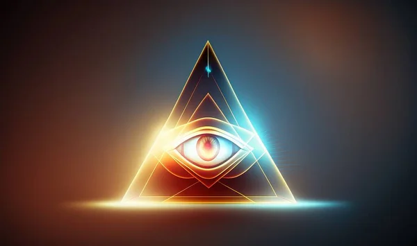 a triangle with an eye inside of it and a triangle with an eye inside of it.