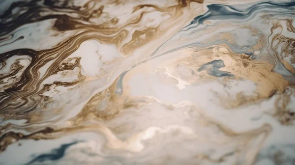a close up of a marbled surface with a brown and blue swirl.
