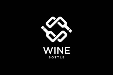 Black White Wine Bottle Logo clipart