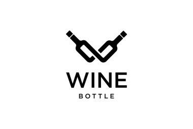 Black White Wine Bottle Simple Logo clipart