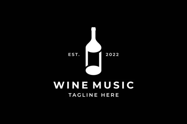 Black White Wine Music Jednoduché Logo Stock Vektory