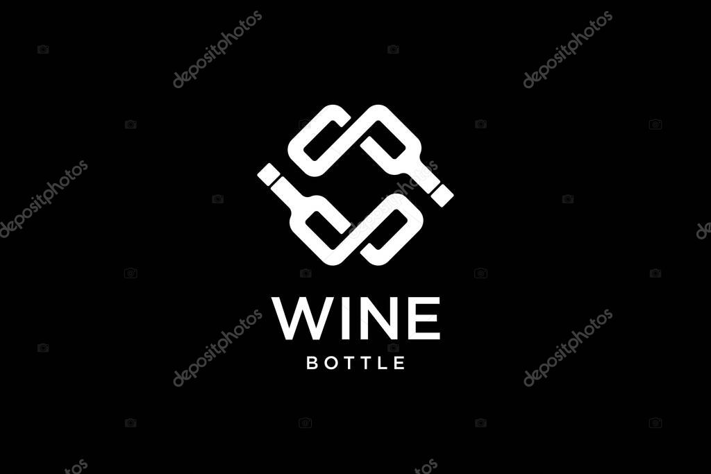 Black White Wine Bottle Logo
