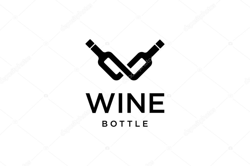 Black White Wine Bottle Simple Logo