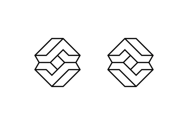 Černobílé Počáteční Písmeno Geometrické Hexagonové Logo — Stockový vektor