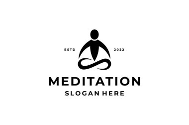 siyah beyaz meditasyon insanları logosu