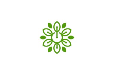 green flower natural leaf power logo
