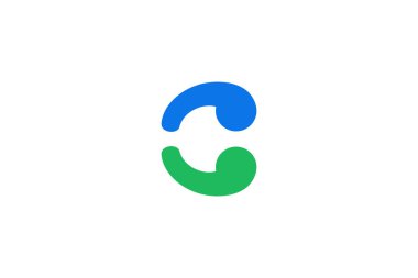 blue green initial letter comma c logo