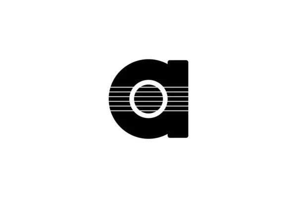 Siyah Beyaz Ilk Harf Gitar Snar Logosu — Stok fotoğraf