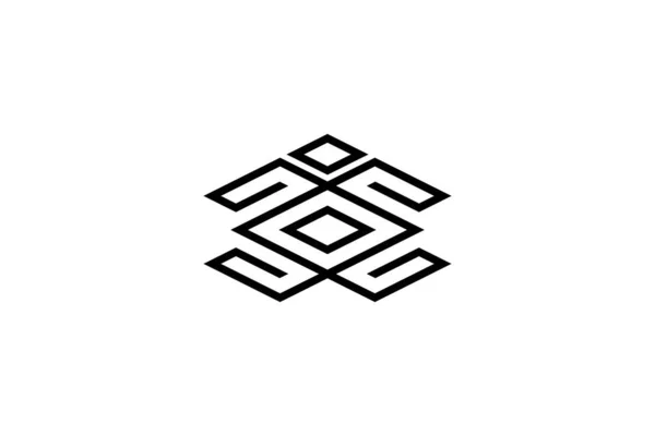 Czarne Białe Geometryczne Logo Linii — Zdjęcie stockowe
