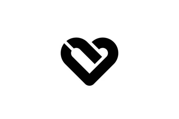 Černé Bílé Srdce Láska Negativní Prostor Láhev Logo — Stock fotografie
