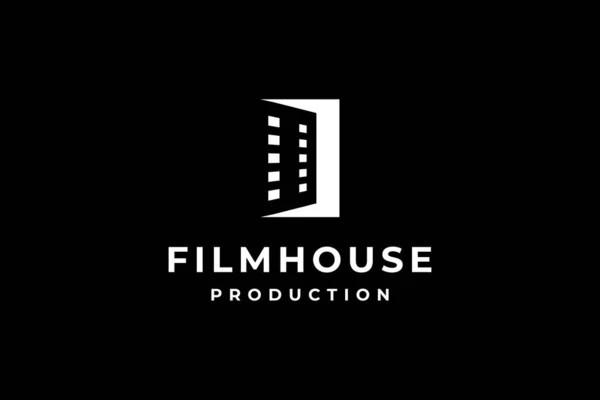 Logotipo Produção Casa Filme Branco Preto — Fotografia de Stock