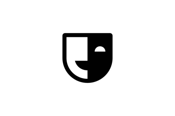 Černé Bílé Masky Hledač Obličeje Logo — Stock fotografie