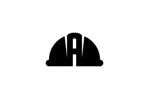 Černá Bílá Helma Konstrukce Negativní Prostor Silniční Logo — Stock fotografie