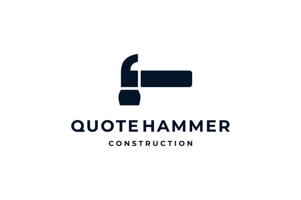 black white quote hammer construction logo