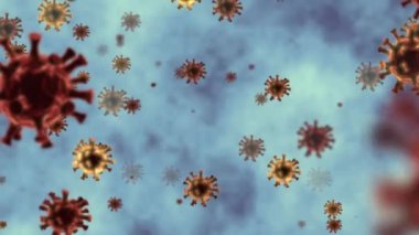 Coronavirus covid 19 sarar 3D animasyon. Mikroskop virüsü yaklaşıyor. 2019-nCov gerçekçi konsept SARS-CoV-2. RNA yapısı.