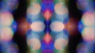 Soyut süslemeli, nostaljik, zarif, ışıltılı bir arka plan. Döngülü animasyon. Neon renkleri. Siberpunk simetrik bokeh. Projen için iyi..