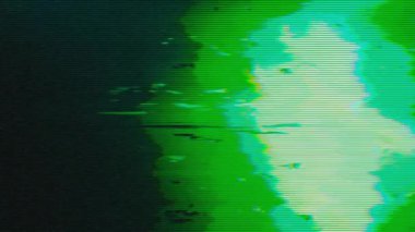 Moving vintage sci-fi psychedelic glittering background bad signal style in green palette. Light leaks for trending projects. 
