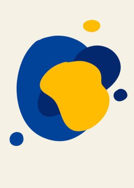 Abstract elements. Blue and yellow shape elements on white background. Abstract modern print. Logo. Wall art. Poster. Business card. High quality illustration