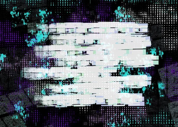 Digital Signal Error Glitch Pixel Noise Abstract Background Poster Cover — Foto Stock