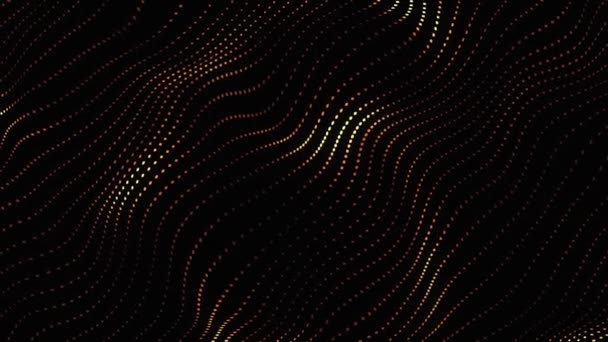 Dynamiska Partiklar Låter Neonflödesvåg Flöda Över Mörker Vackra Glänsande Bruna — Stockvideo