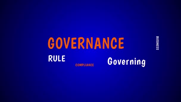 Parole Governance Animazione Cloud Sfondo Blu Risoluzione — Video Stock