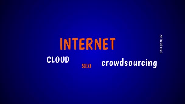 Social Media Woorden Cloud Animatie Blauwe Achtergrond Resolutie Van — Stockvideo
